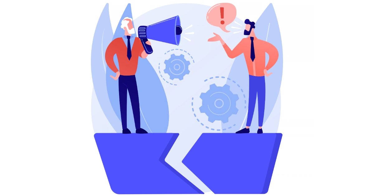 Two businessmen experiencing poor communication.